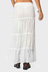 Tai Embroidered Tiered Maxi Skirt