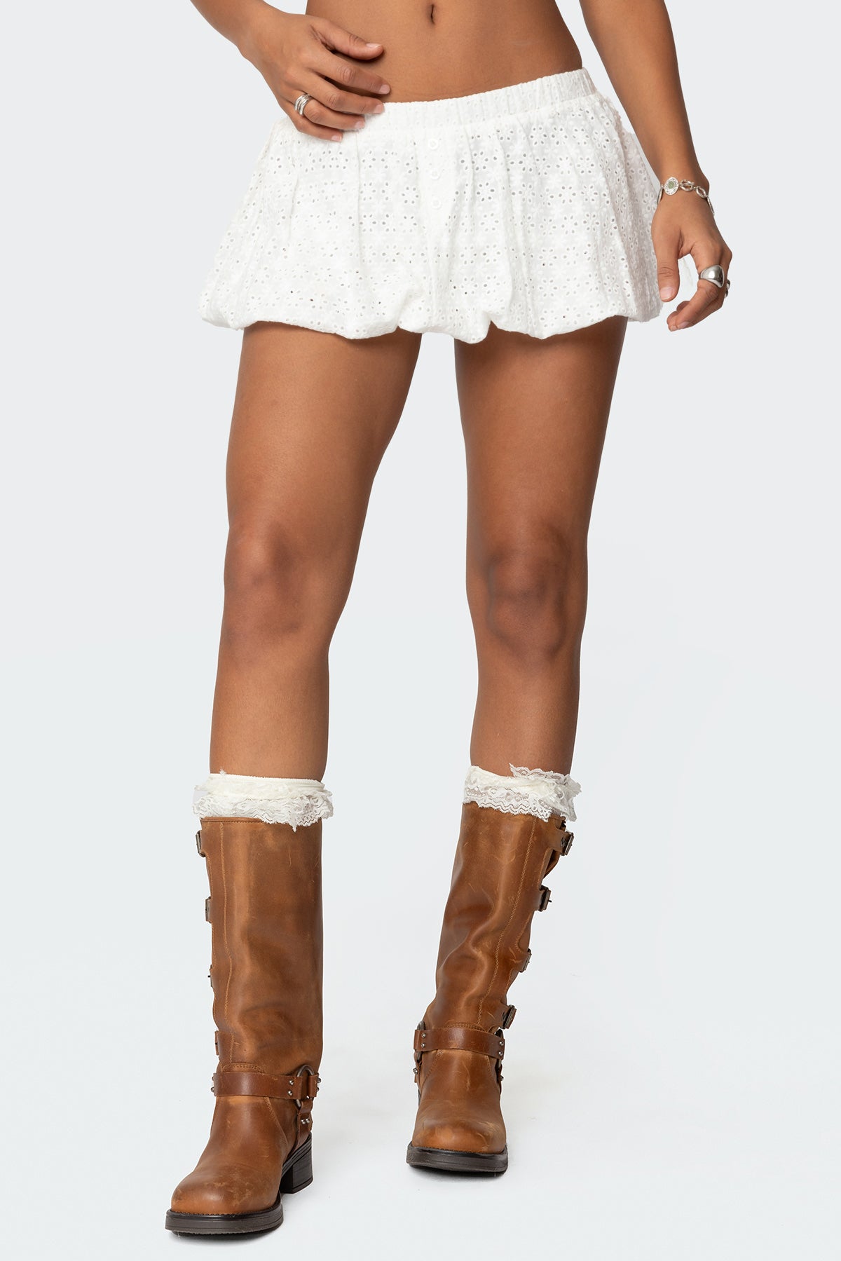 Livvie Eyelet Bubble Mini Skirt