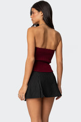 Eyelet Ruffle Strapless Top