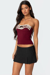 Eyelet Ruffle Strapless Top