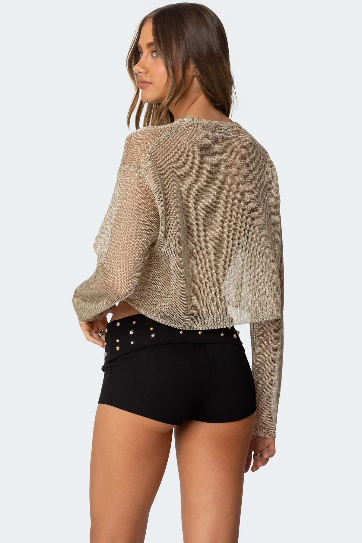 Aviva Cropped Metallic Knit Top