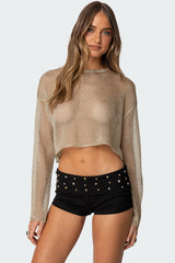 Aviva Cropped Metallic Knit Top