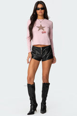 Studded Faux Leather Micro Shorts