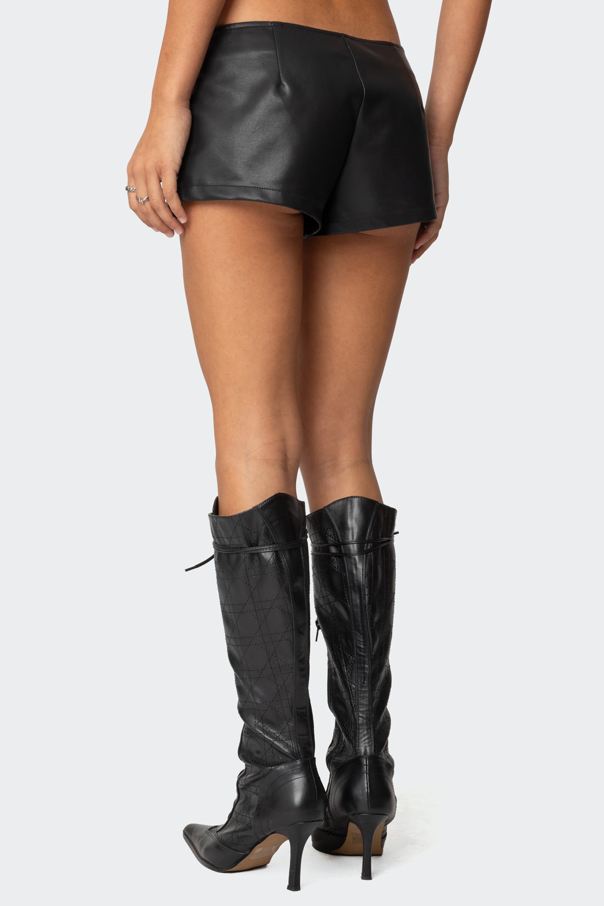 Studded Faux Leather Micro Shorts