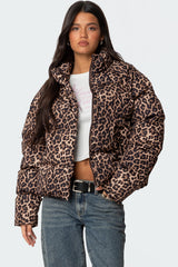 Dalya Leopard Printed Puffer Jacket