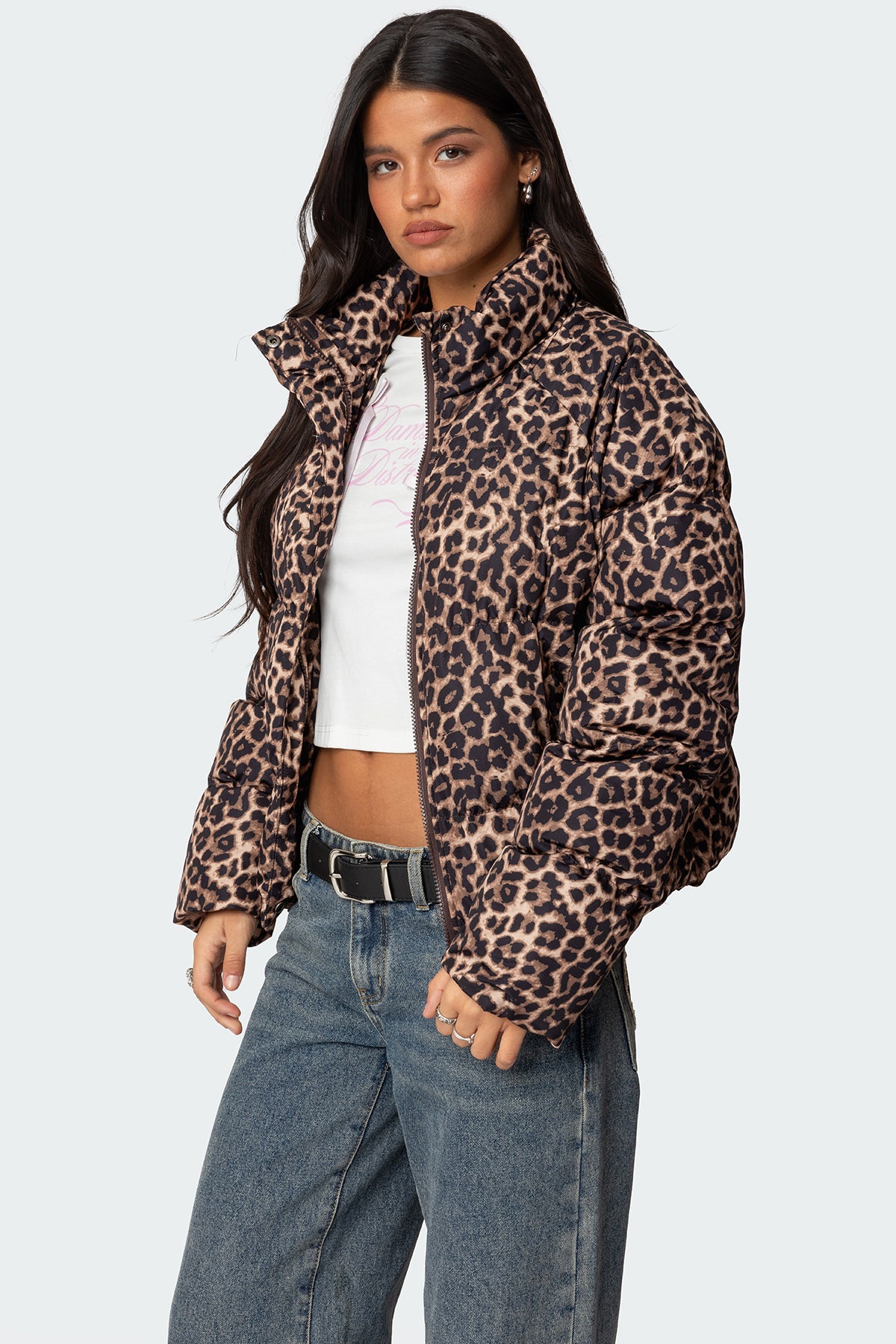 Dalya Leopard Printed Puffer Jacket