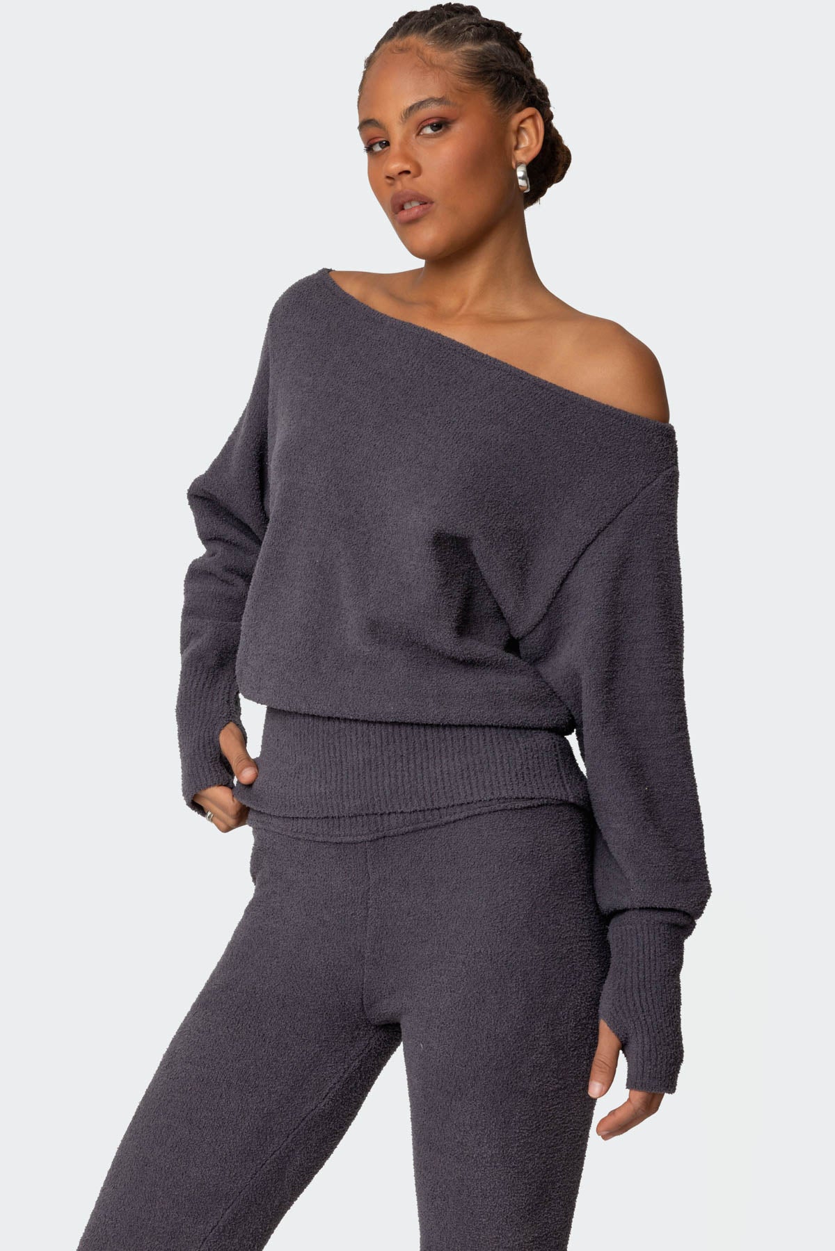 Plush Oversized Asymmetric Sweater