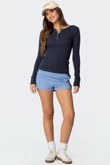 Helaine Waffle Henley T Shirt