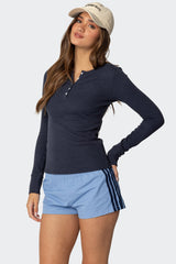 Helaine Waffle Henley T Shirt