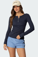 Helaine Waffle Henley T Shirt