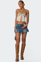 Bubble Hem Denim Mini Skirt