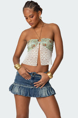 Kloe Backless Crochet Split Front Top