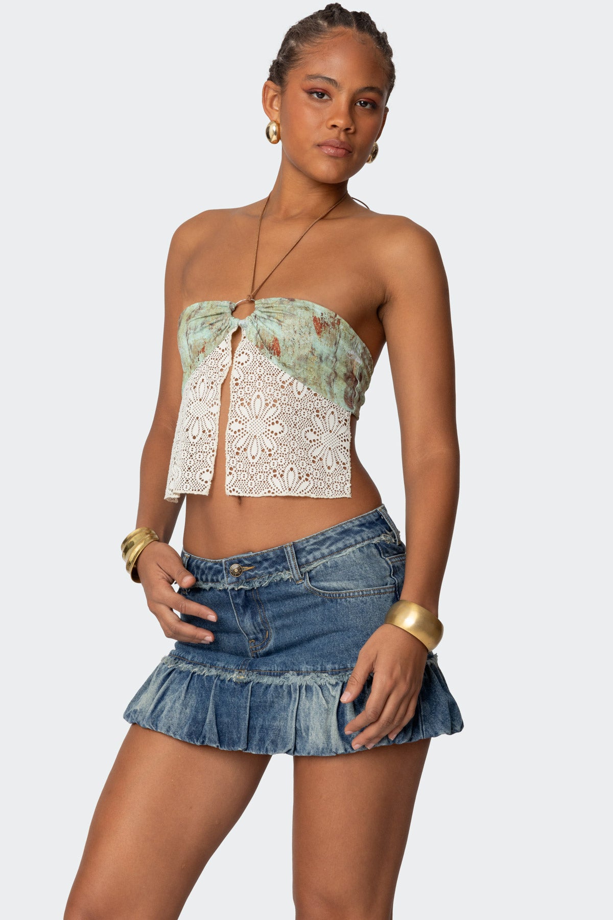 Kloe Backless Crochet Split Front Top