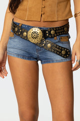 Scalloped Circle Faux Leather Belt