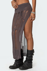 Jaynie Distressed Knit Maxi Skirt