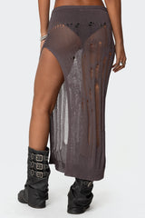 Jaynie Distressed Knit Maxi Skirt