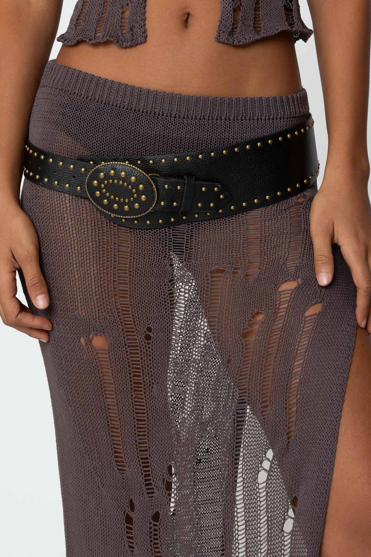 Studded Faux Leather Western Belt