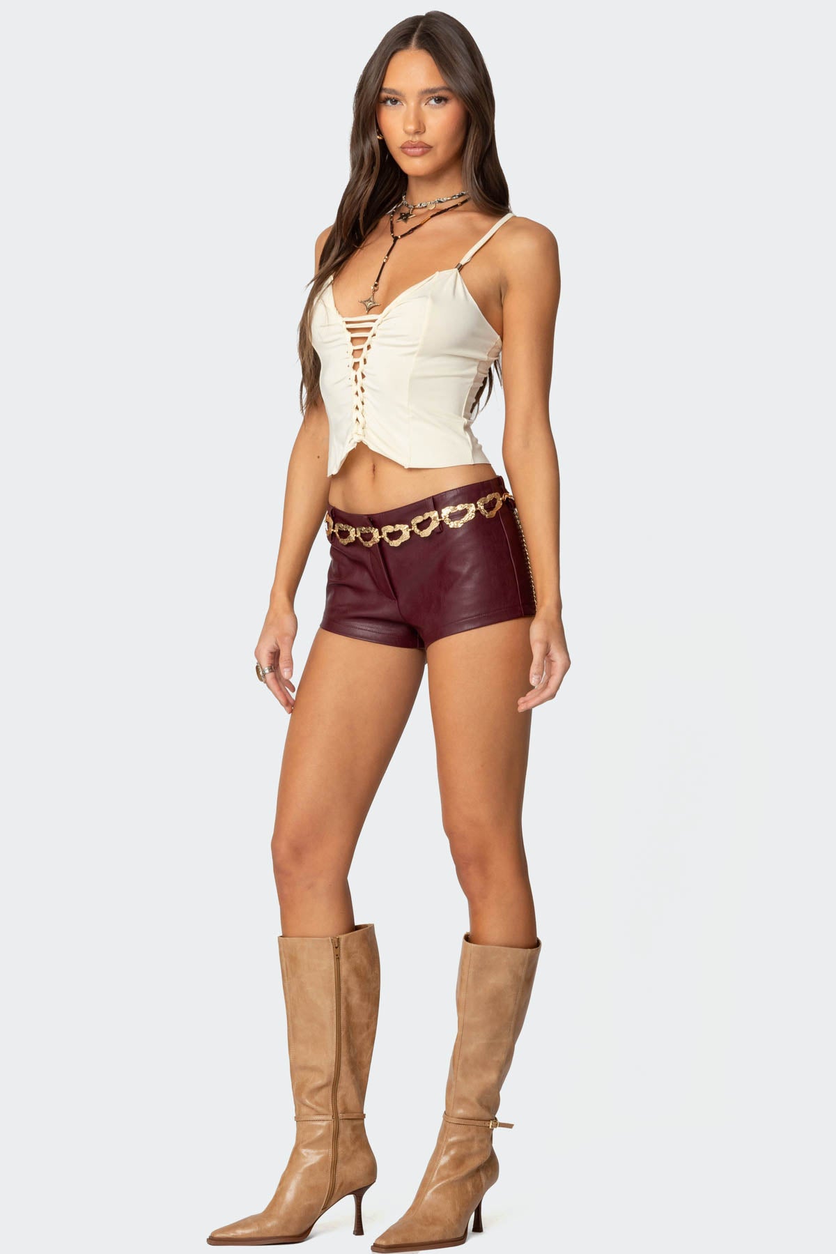 Melaney Faux Leather Micro Shorts