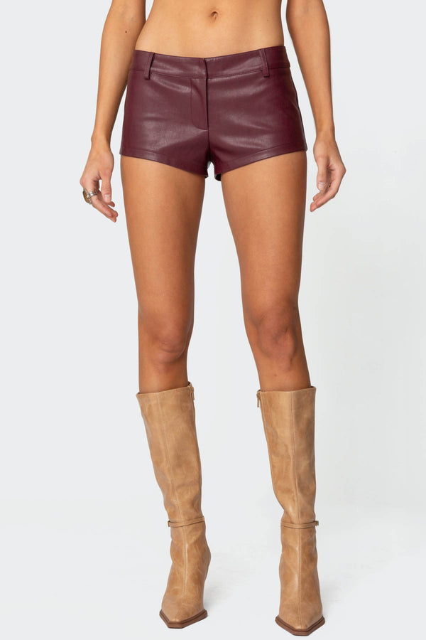 Melaney Faux Leather Micro Shorts