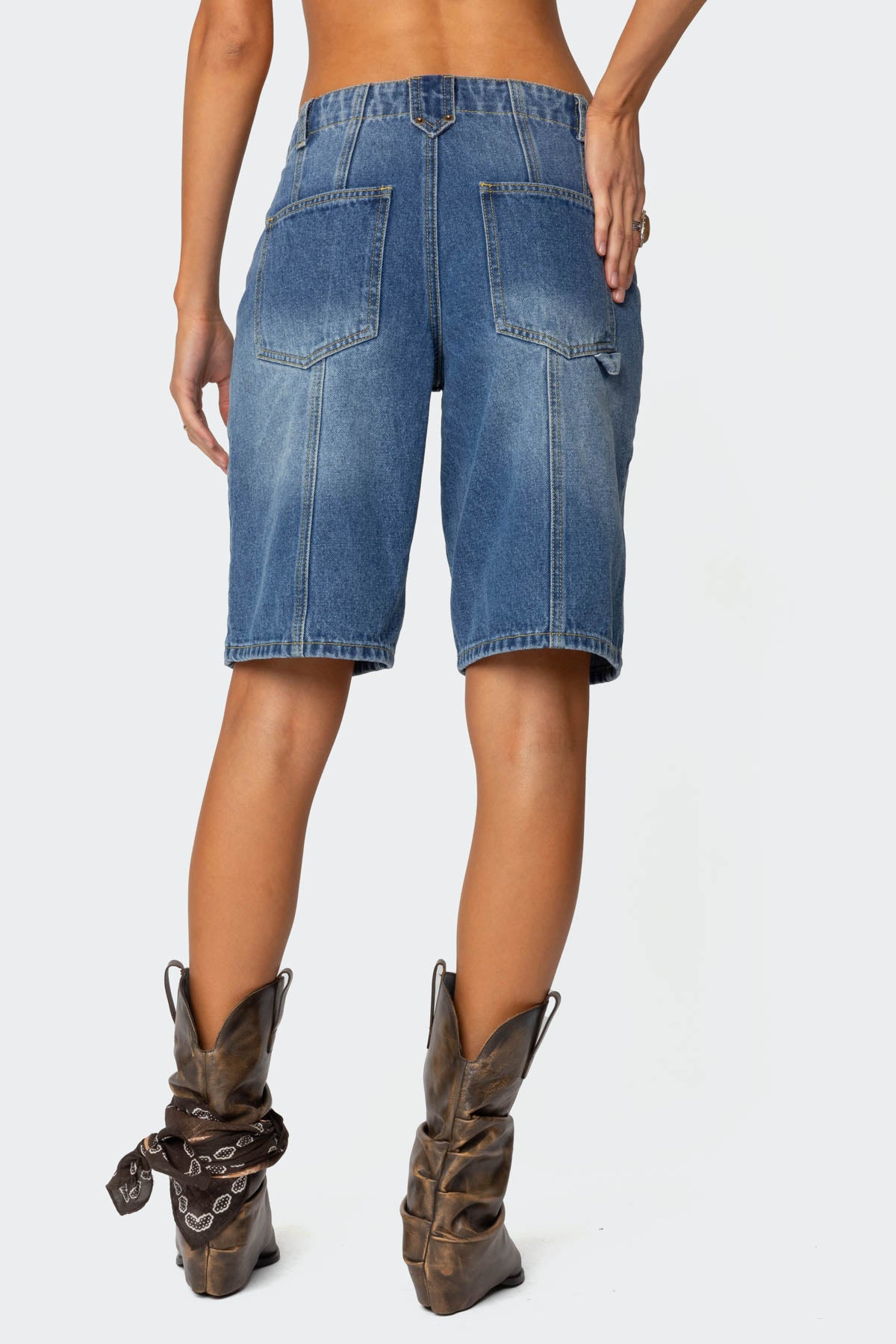 Tris Low Rise Denim Bermuda Shorts