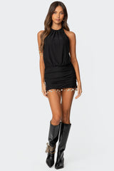 Shellie Fringe Backless Mini Dress