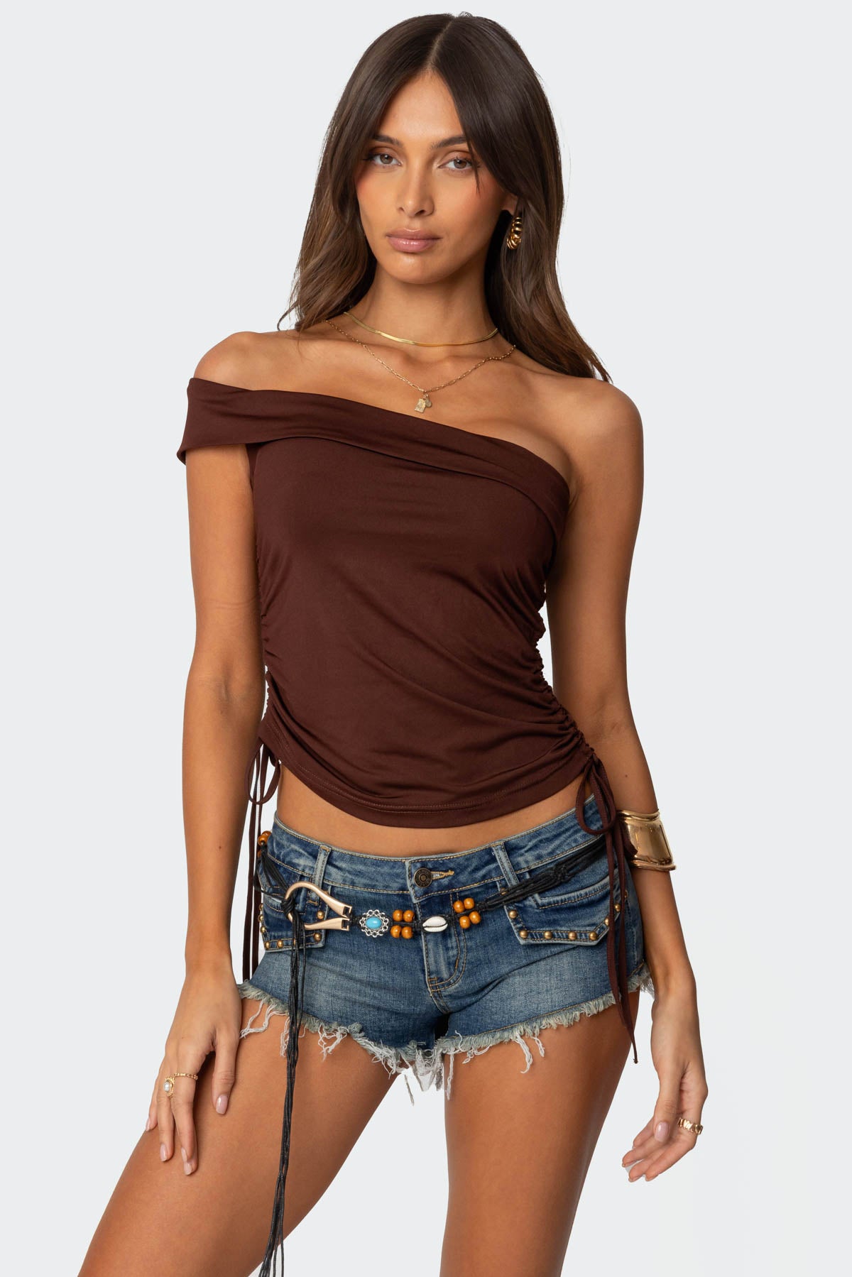 Yafa Asymmetric Off Shoulder Top