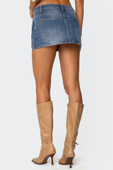 Anne Zip Up Denim Mini Skirt