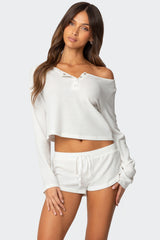 Teddy Cropped Waffle Top