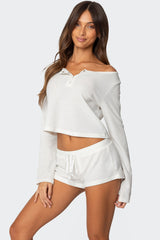 Teddy Cropped Waffle Top