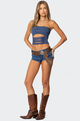 Laurier Distressed Knit Tube Top