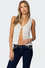 Evolet Sheer Lace Split Front Top