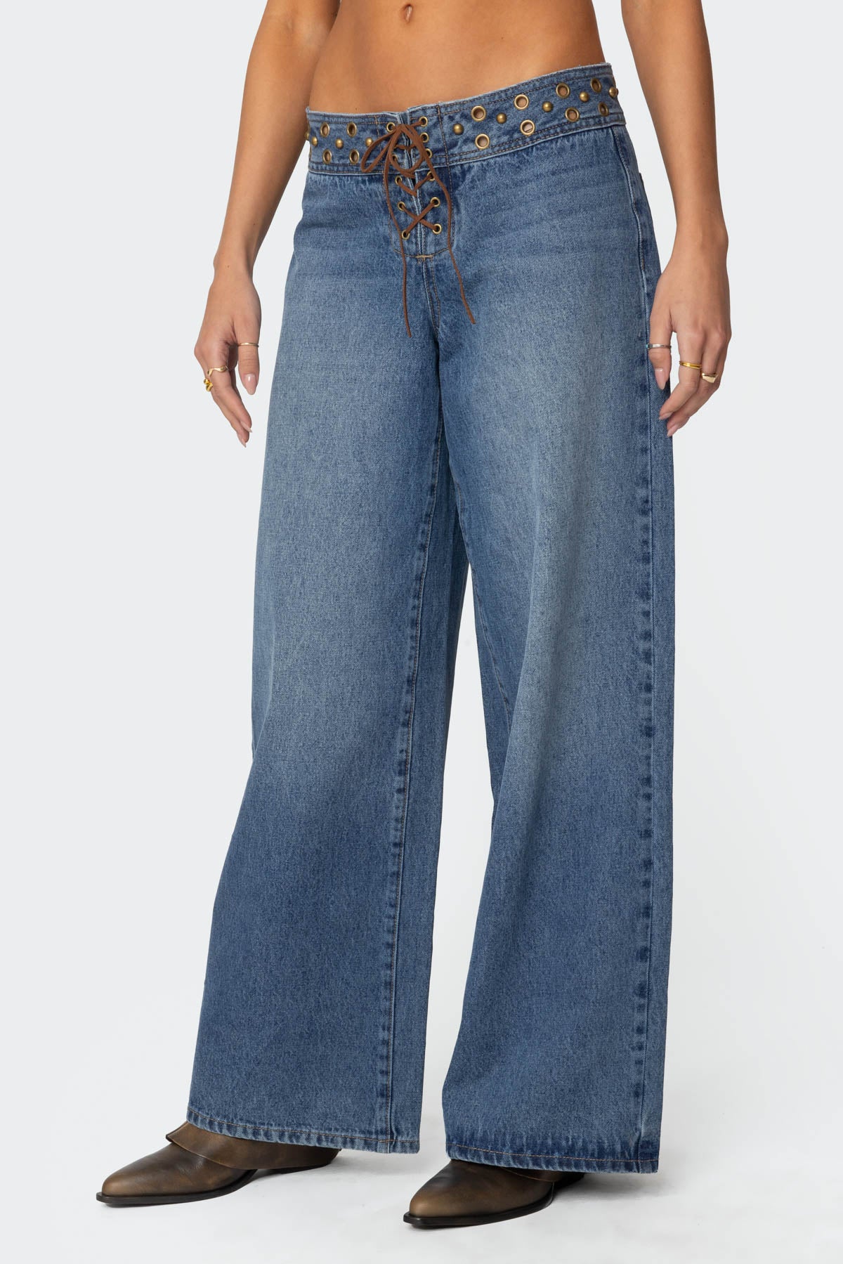 Stud & Grommet Low Rise Jeans