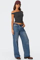 Keryn Striped Off Shoulder Top
