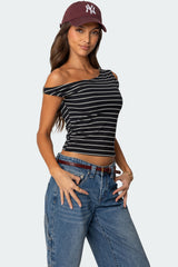 Keryn Striped Asymmetric Top