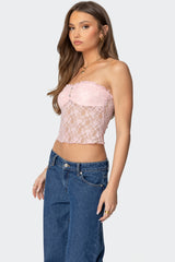 Odilia Sheer Lace Strapless Top