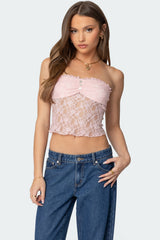 Odilia Sheer Lace Strapless Top