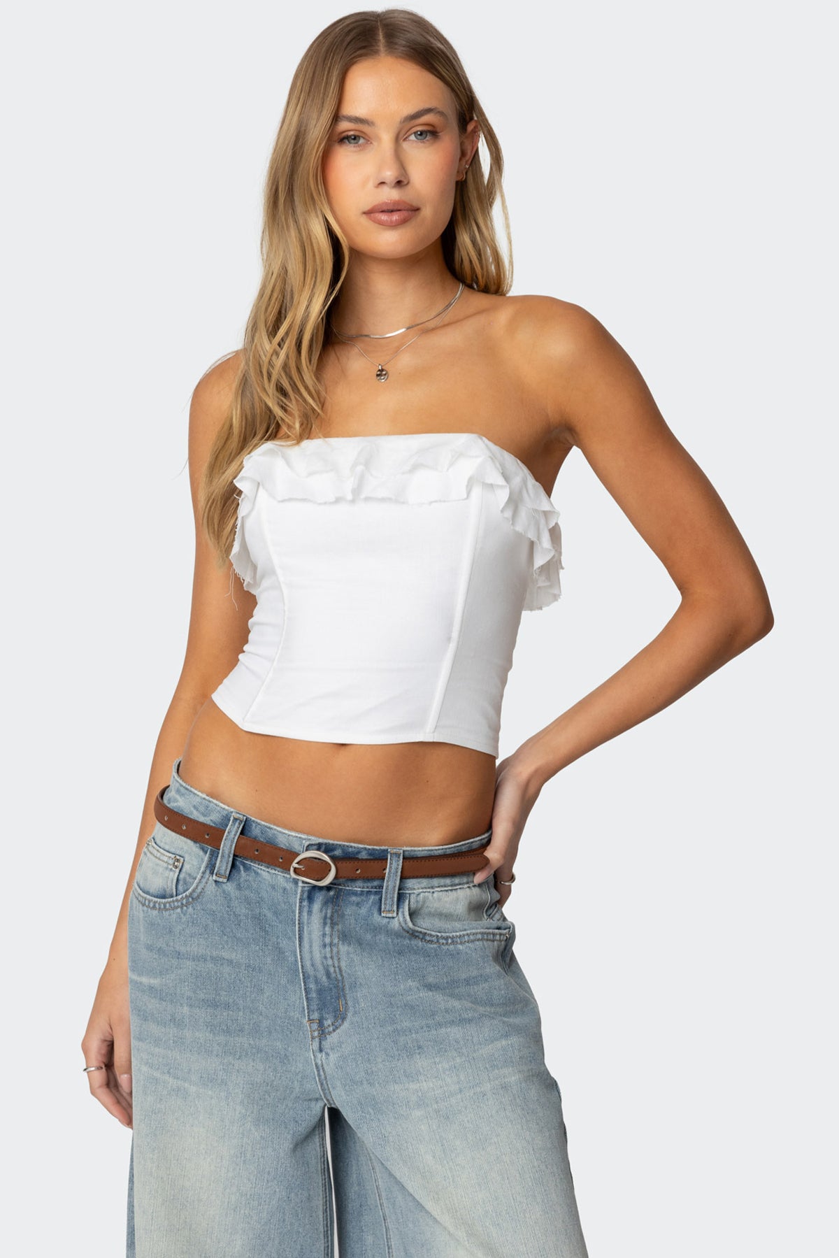 Litsa Ruffled Linen Look Corset