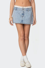 Floral Peekaboo Denim Mini Skirt