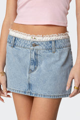 Floral Peekaboo Denim Mini Skirt