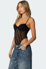 Jenia Sheer Mesh Cupped Bodysuit