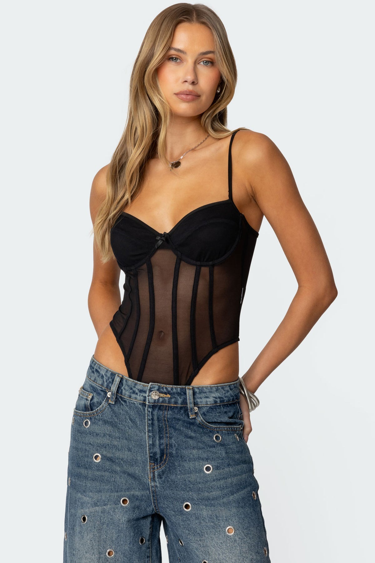 Jenia Sheer Mesh Cupped Bodysuit