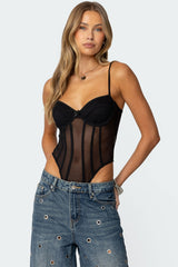 Jenia Sheer Mesh Cupped Bodysuit