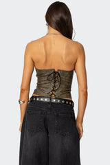 Maysen Faux Leather Corset