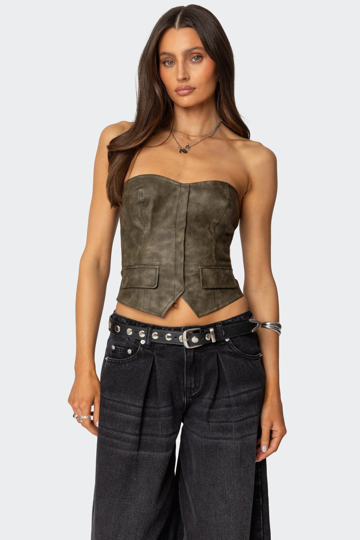 Maysen Faux Leather Corset