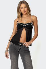 Cia Sheer Split Front Bra Top