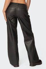 Vintage Washed Faux Leather Pants