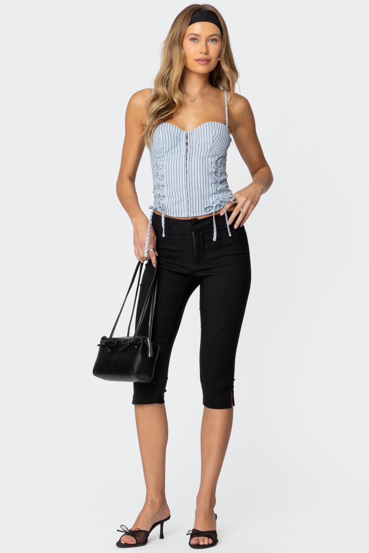 Lois Lace Up Pinstripe Corset