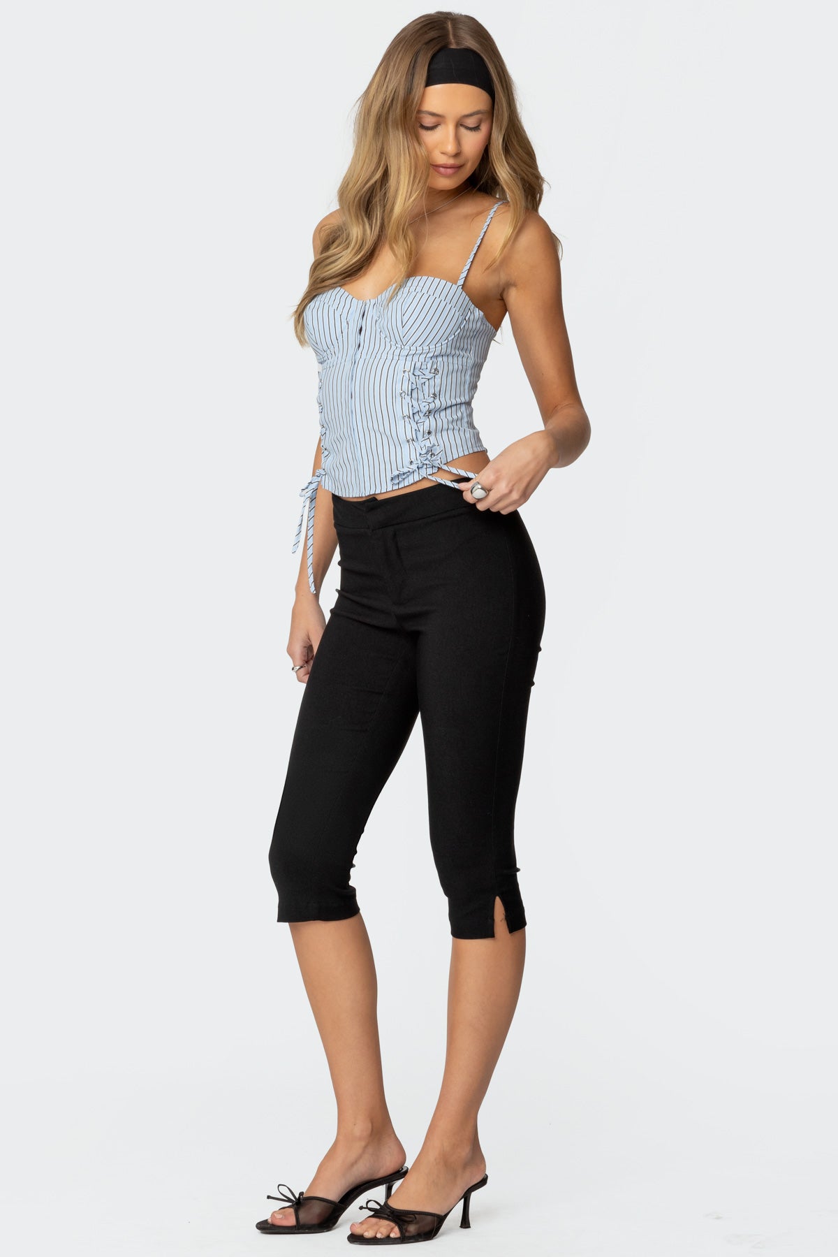 Lois Lace Up Pinstripe Corset