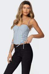 Lois Lace Up Pinstripe Corset