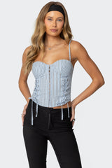 Lois Lace Up Pinstripe Corset